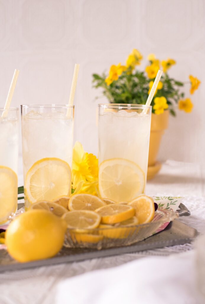 a glass of lemon water for hydration 