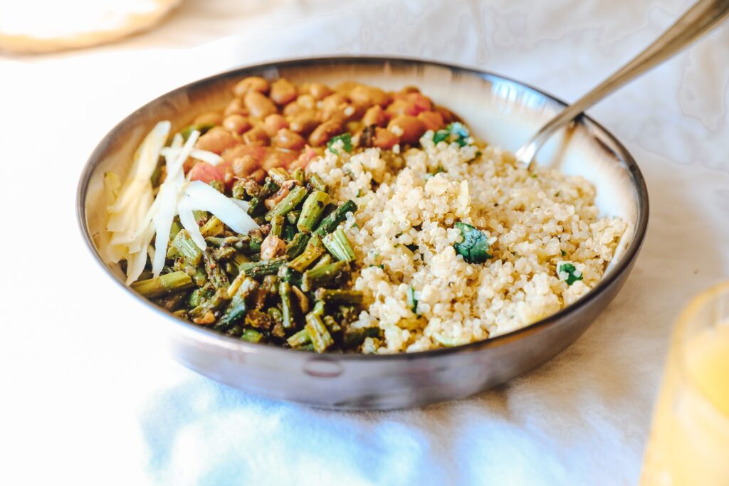 quinoa and beans make a complete protein combo 